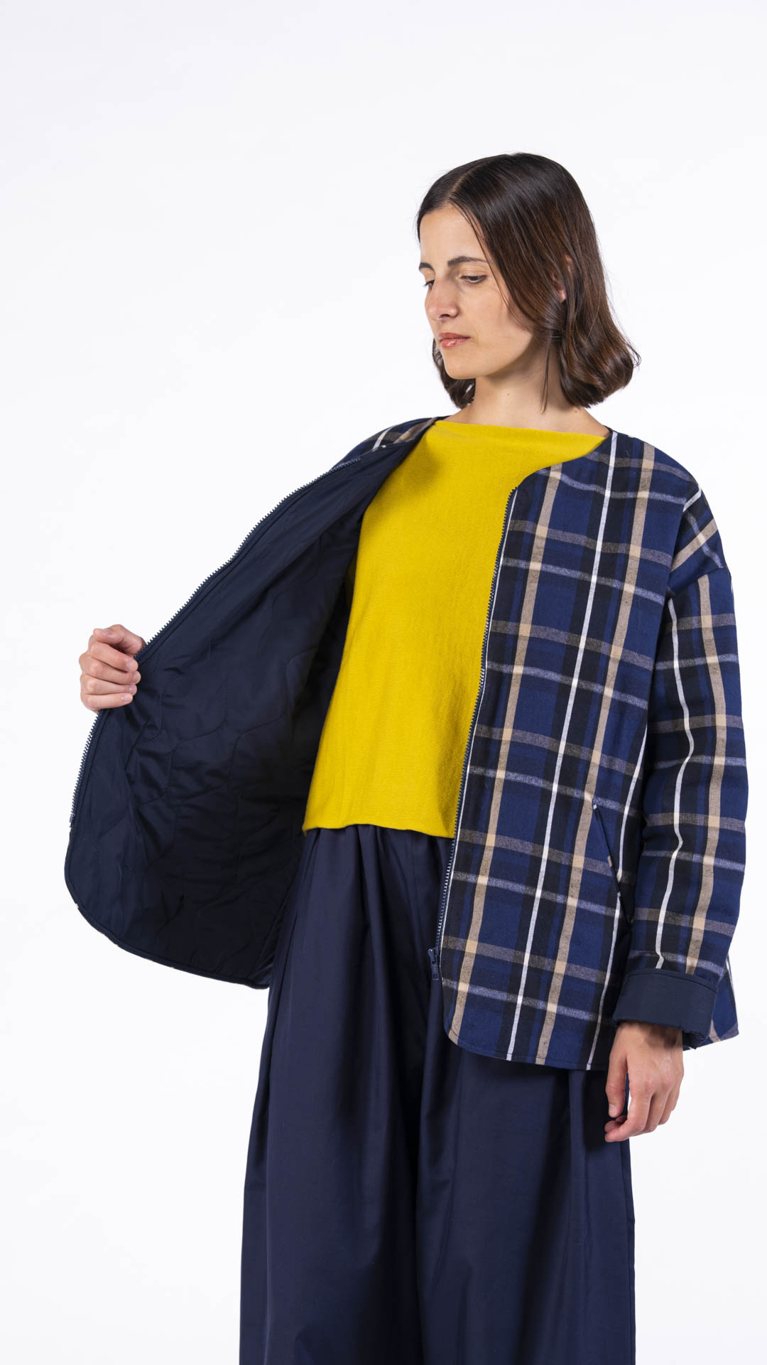 img giacca check blu puffa 7
